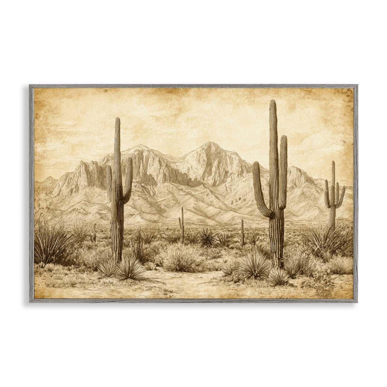 Stupell Industries The Desert Sepia Landscape Framed Giclee, design by Petal Prints Design